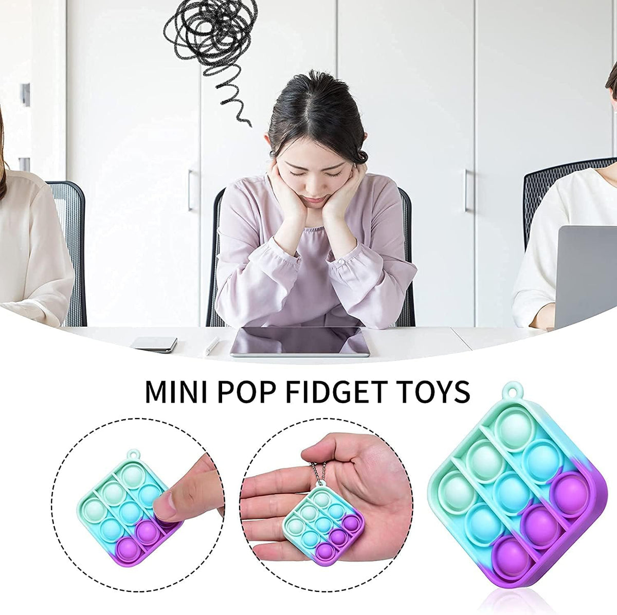 24 Packs Mini Pop Fidget Toy Keychain W275
