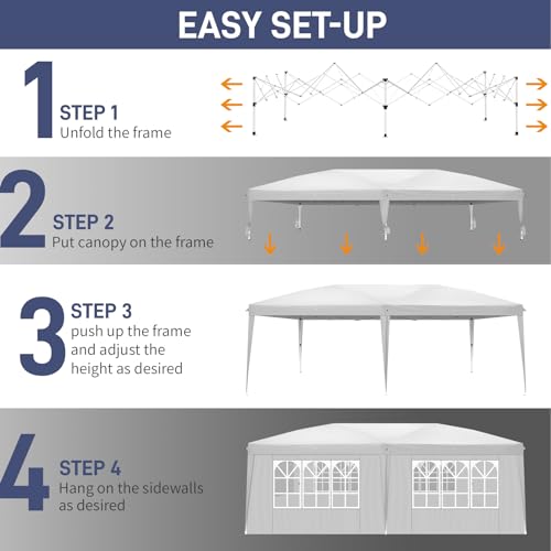 10x20ft Pop Up Canopy Tent with 6 SideWalls (Black) G9726