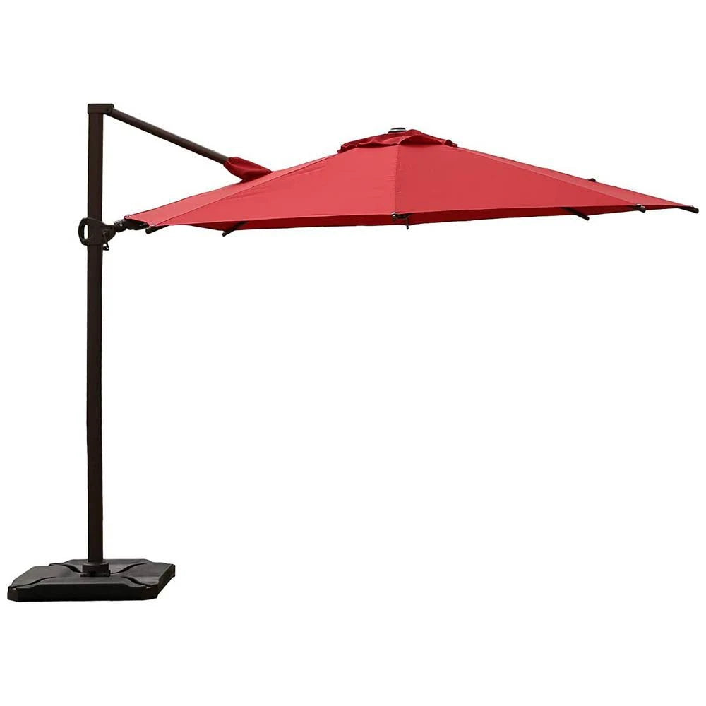 11.5 ft. 360-Degree Rotating Aluminum Cantilever Patio Umbrella with Base Weight in Dark Red Y4842