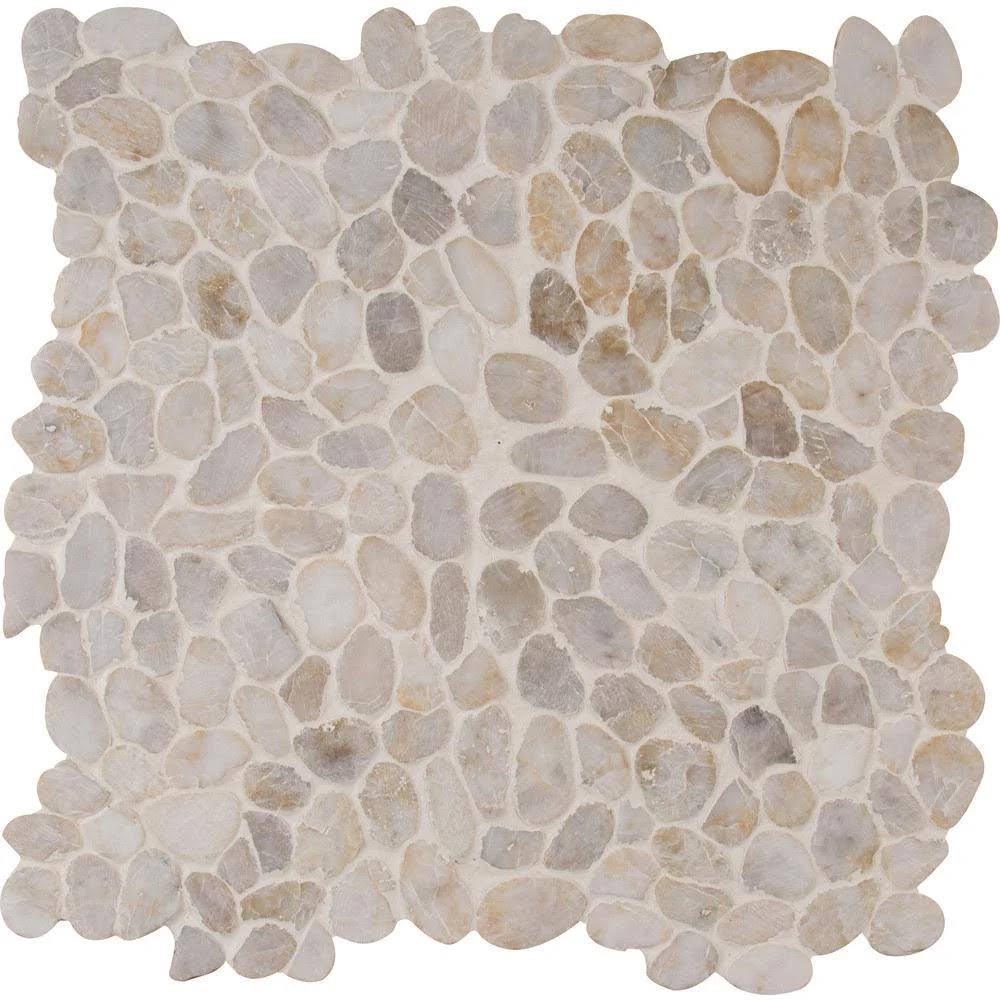 12 in. x 12 in. x 10mm Textured Marble Mosaic Tile U611042
