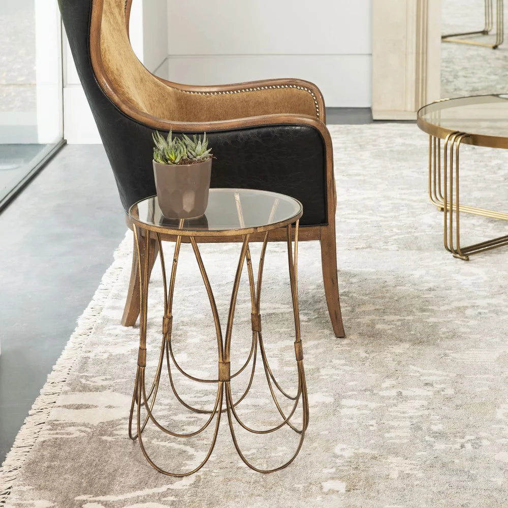 22 inch Round Clear Glass Top Accent Table R6937
