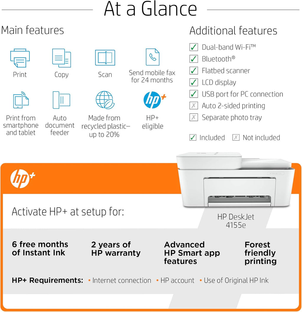 HP DeskJet 4155e All-in-One Wireless Color Printer V82578