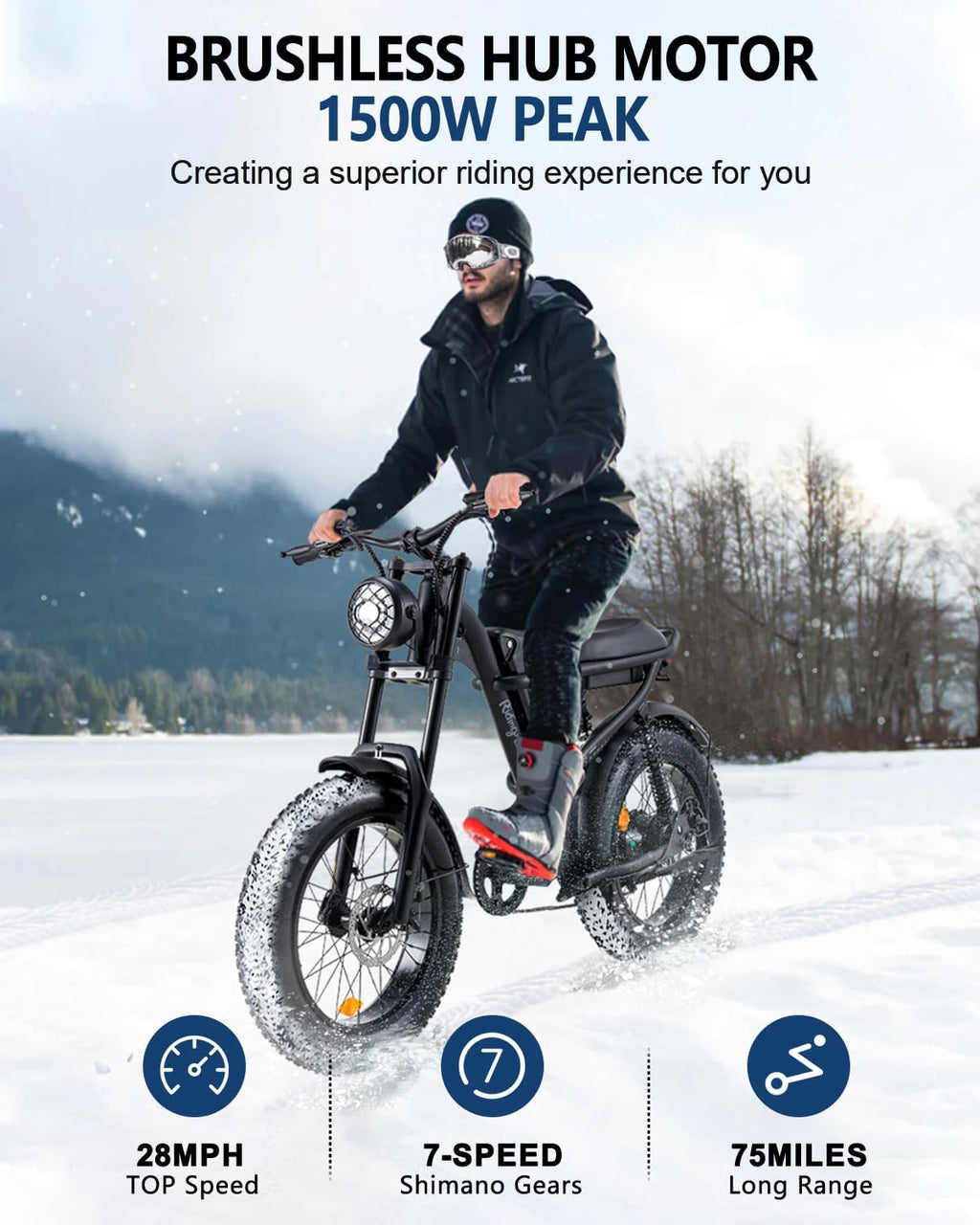 Retro 1500W Electric Bike with 20 Inch Fat Tire Z57723