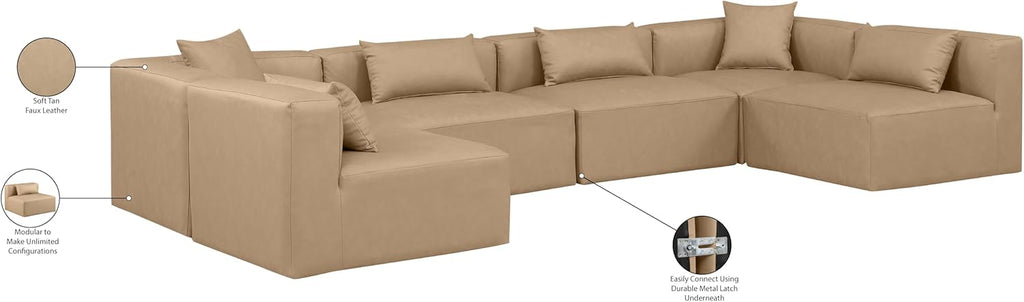 Tan Vegan Leather Modular Sectional E766