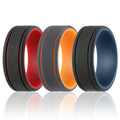 Silicone 2Layer Lines Ring Set Grey-Black 3 x 7 mm Y3989