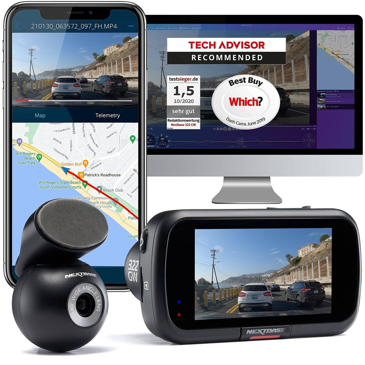1080p Dash Cam Front and Rear Camera H36161