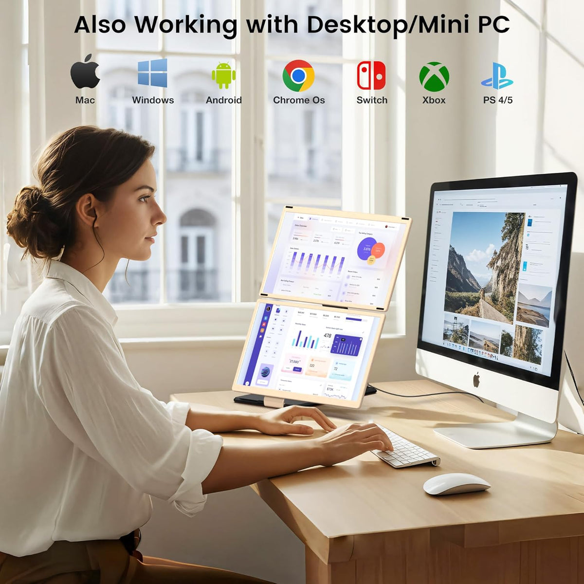 15.6’’ Portable Triple Monitor with IPS FHD 1080P Display G76909