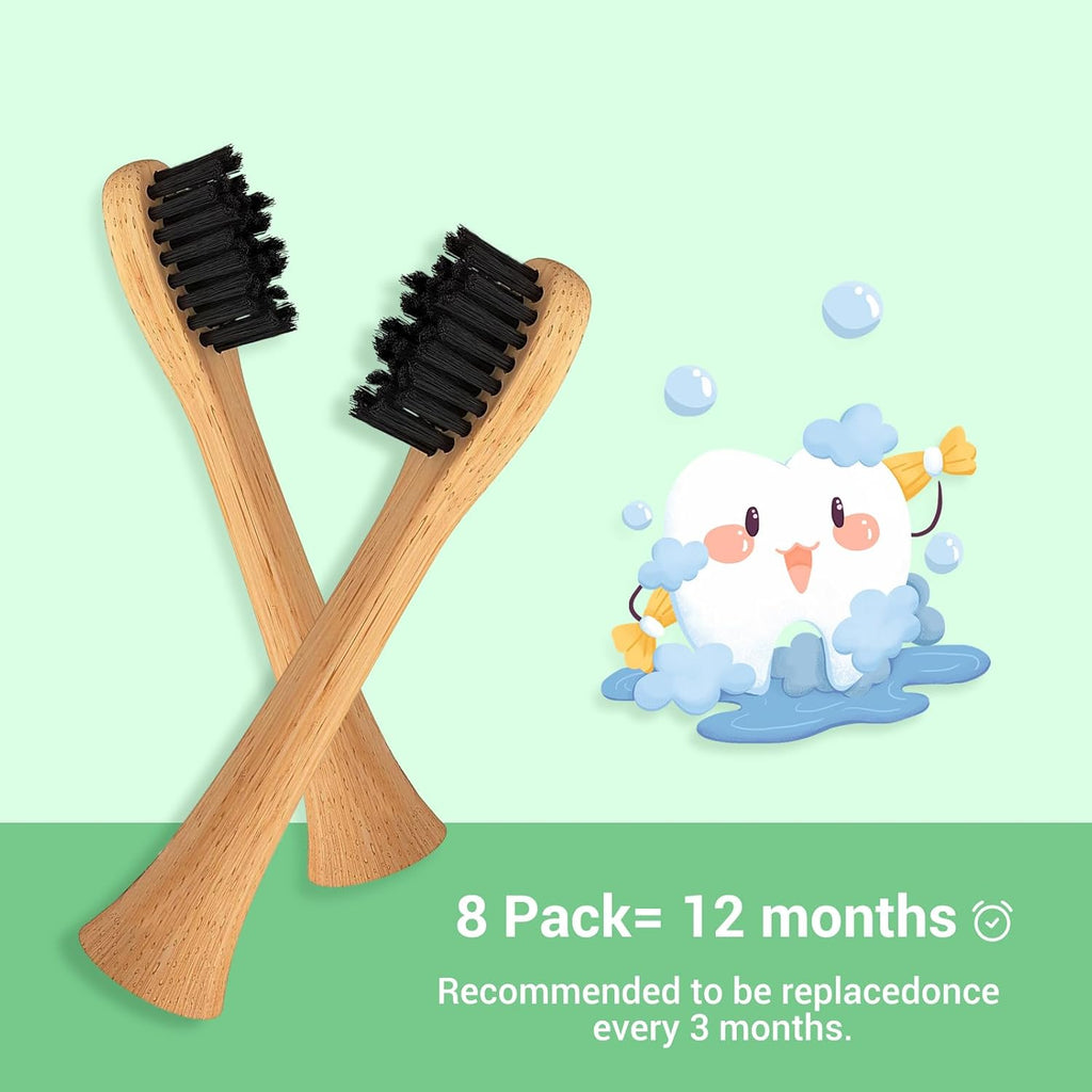 Bamboo Electric Toothbrush 5 Cleaning Modes Sonic Toothbrush Replacement Heads with Plant-Based Bristle 4 Pack E4805