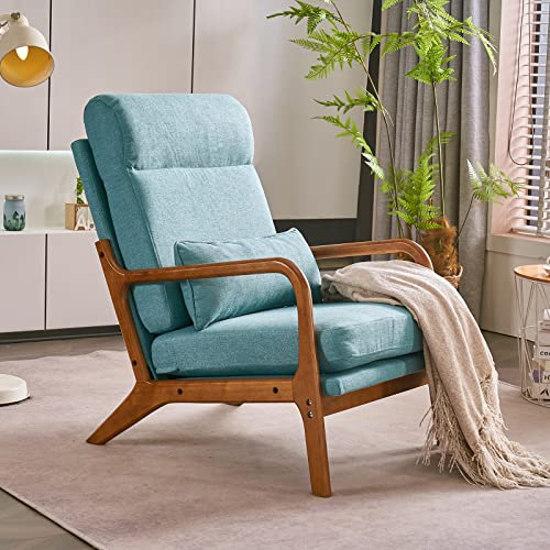 Beige Linen High Back Accent Chair with Solid Wood G62963