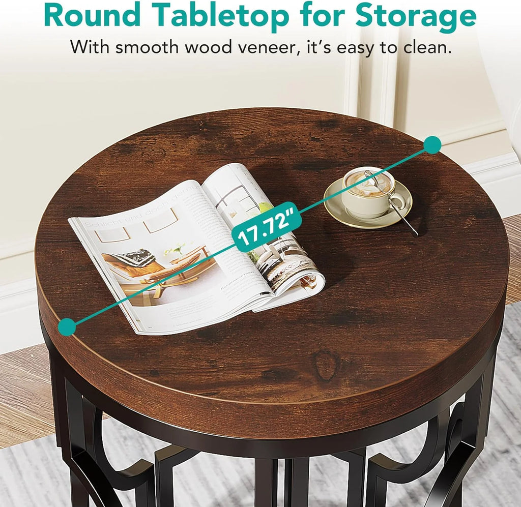 Round End Table with Metal Frame F65494
