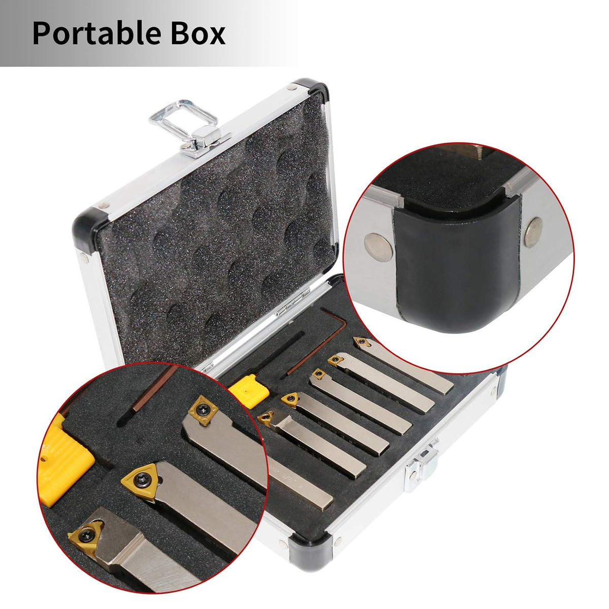 3/8 Shank 7 Pieces Carbide Turning Tool Set with Portable Case Q2244