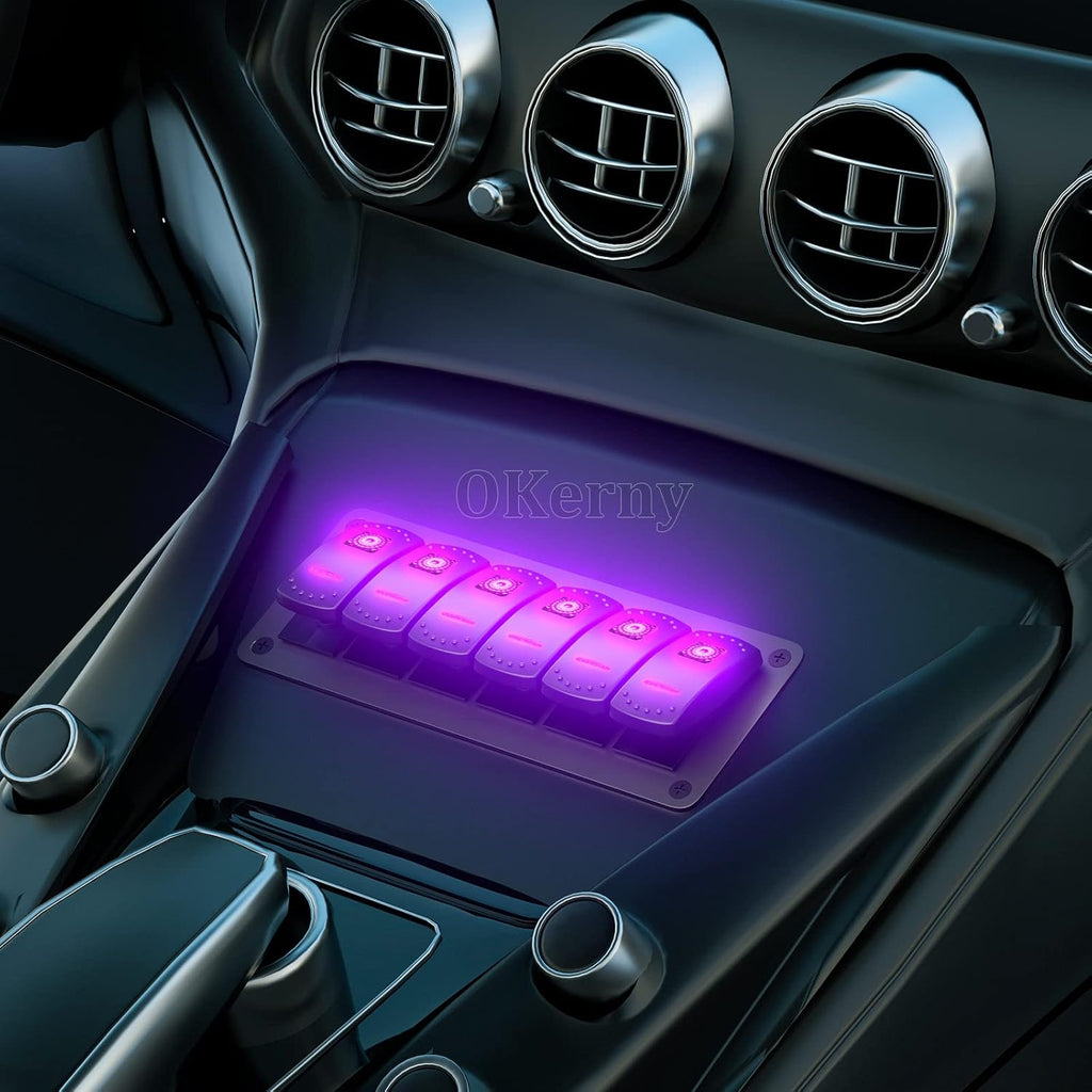 6 Gang Pre-Wired Rocker Switch Panel Aluminum Q9110