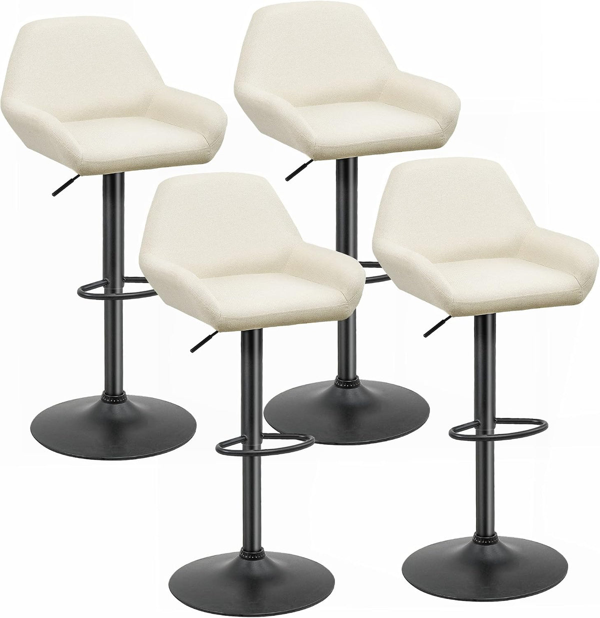 White Fabric Swivel Counter Height Bar Stools Set of 2 C423