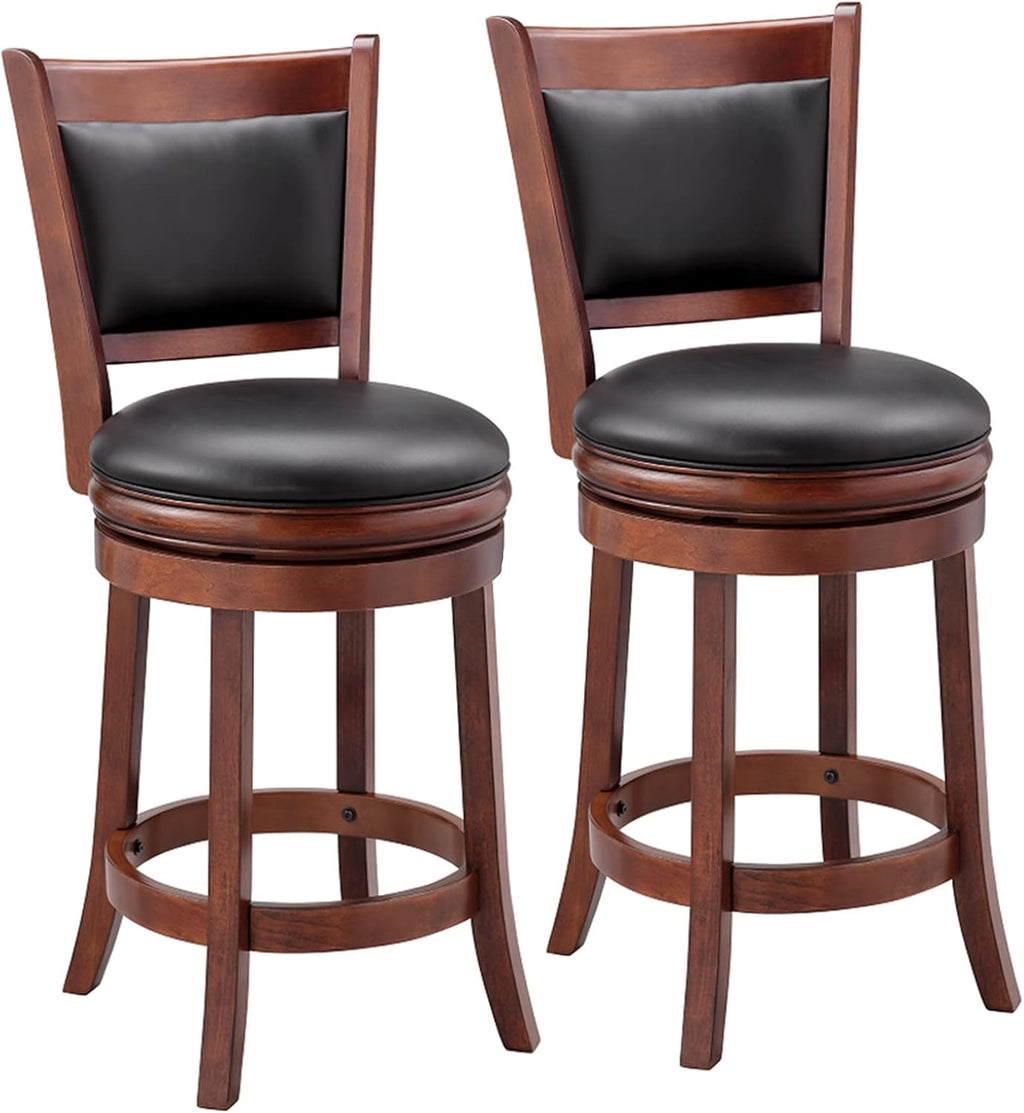 Cappuccino Swivel Counter Height Barstool 24 Inch Seat Height Set of 2 D781431