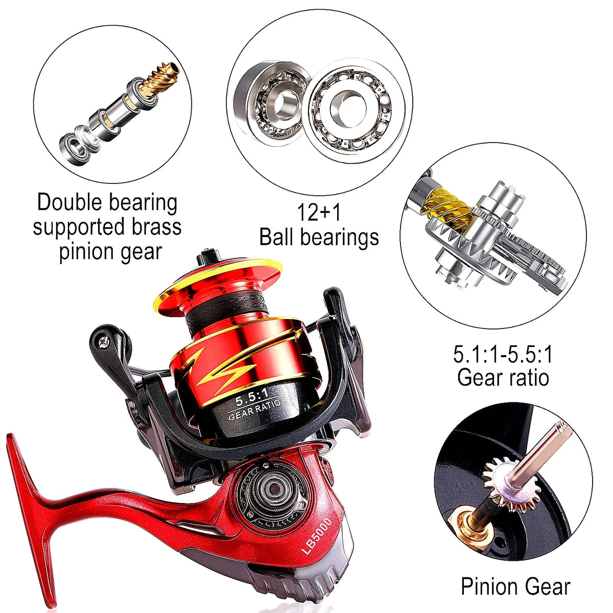 Sougayilang Fishing Reel Ultralight 12+1 BB Spinning Reel R39381
