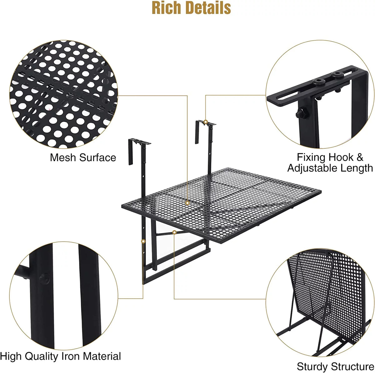 Folding Hanging Table 5 Height Adjustable W2854