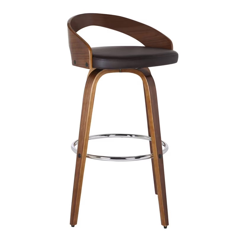 Brown/Walnut Faux Leather & Wood Counter Stool G36294