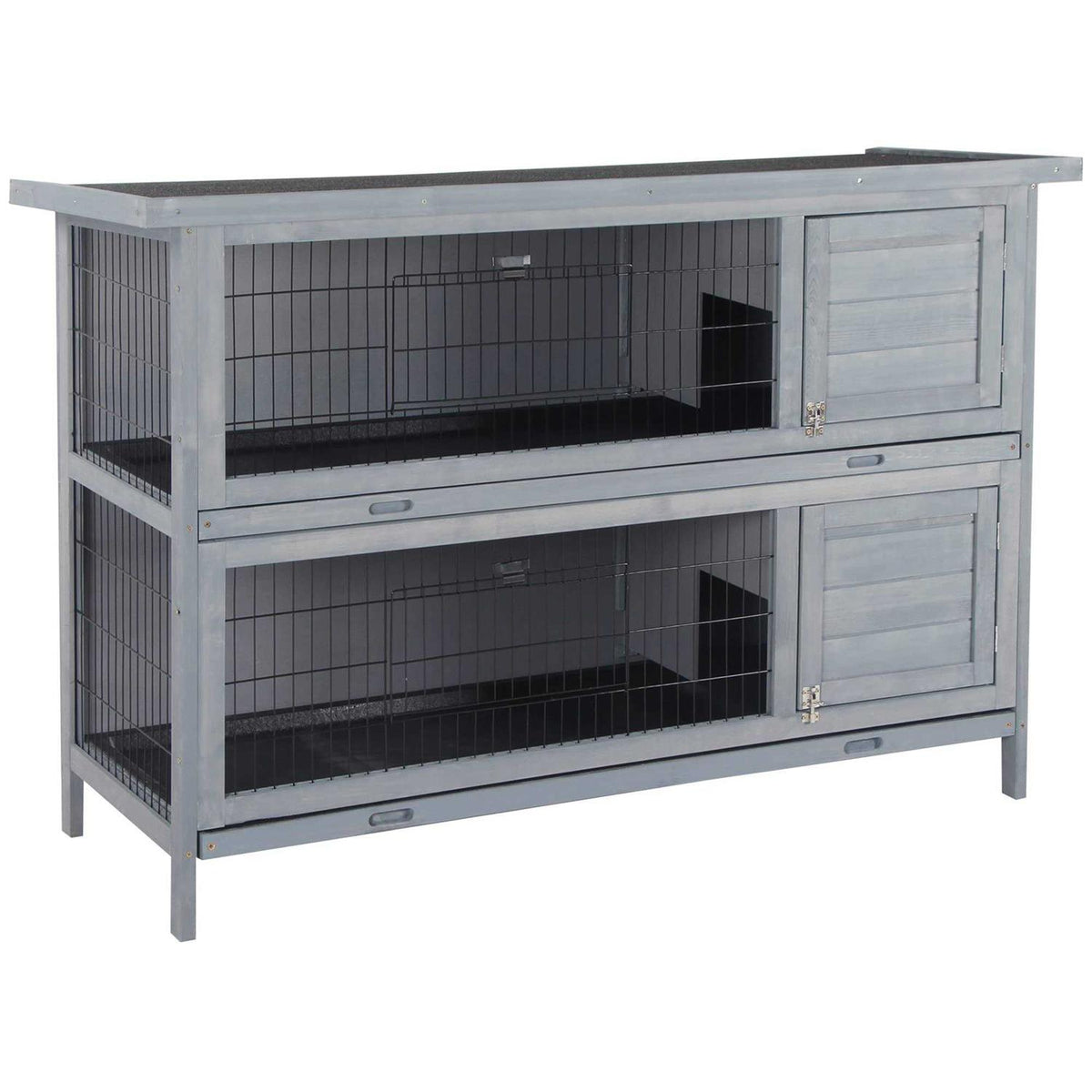 2-Story Wooden Rabbit Hutch with Lockable Doors Z95752