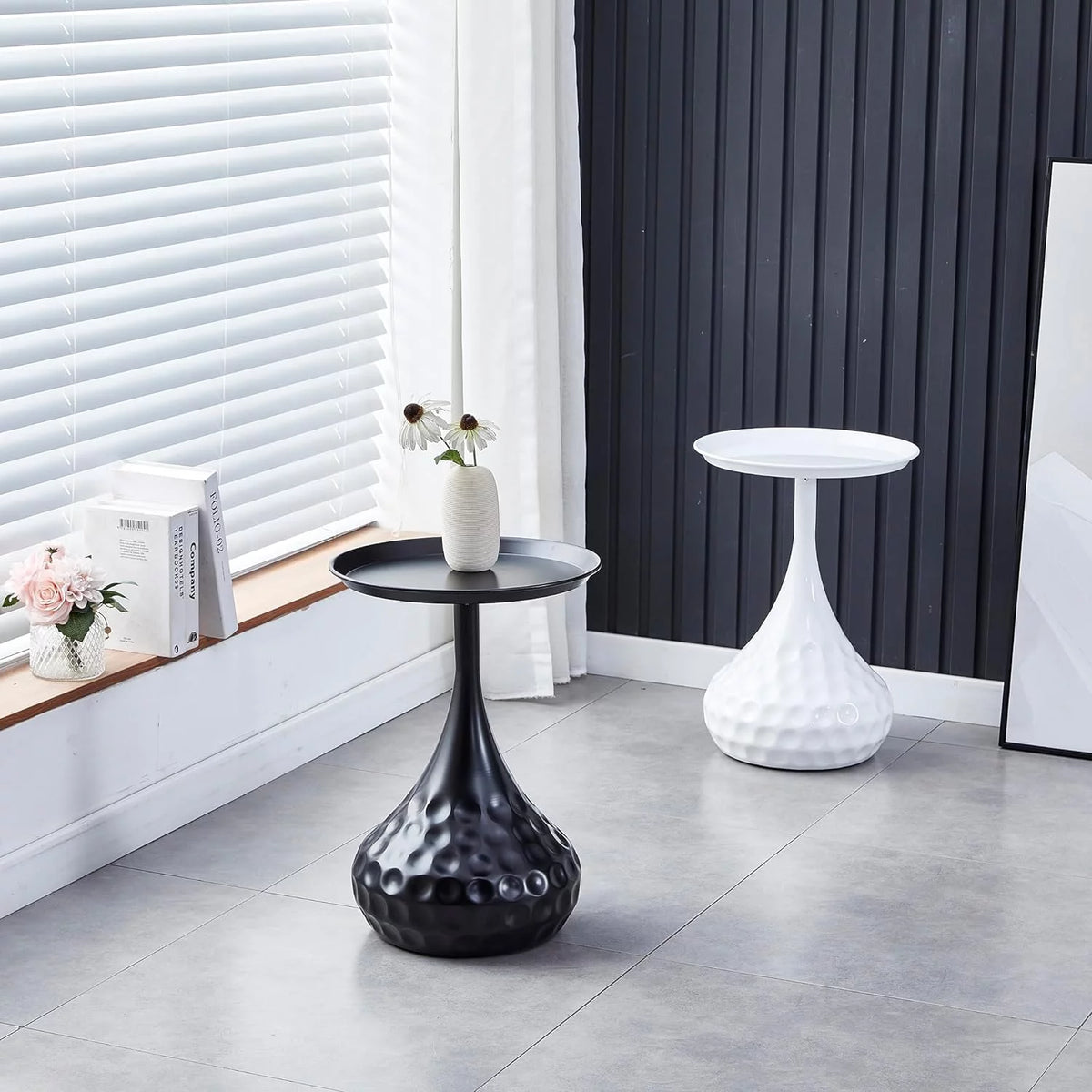 Black Metal Round End Table K273