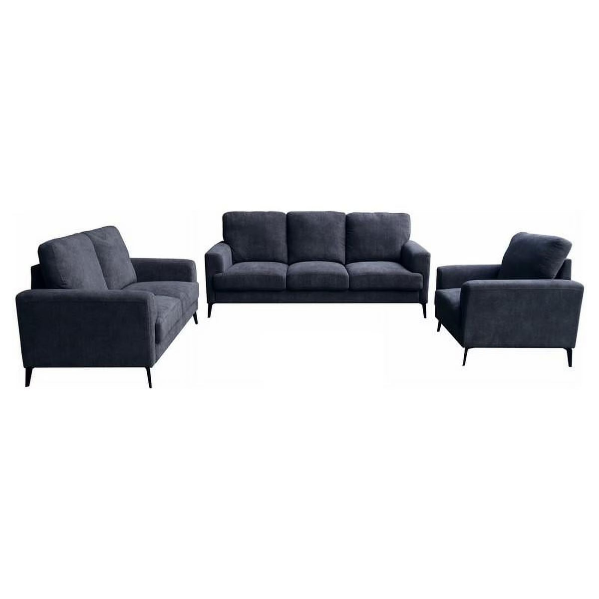 Black Chenille Sofa Loveseat Chair Set G2715