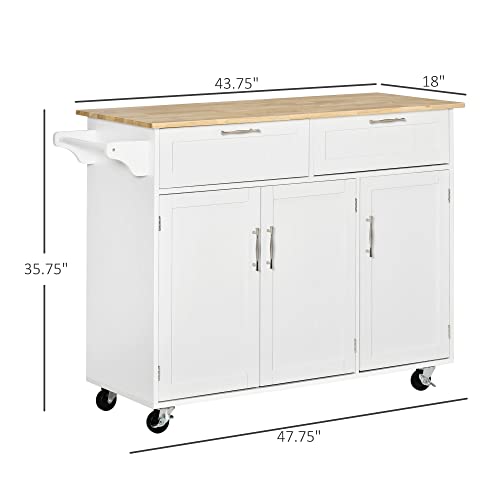 White Mobile Kitchen Island with Storage N1280