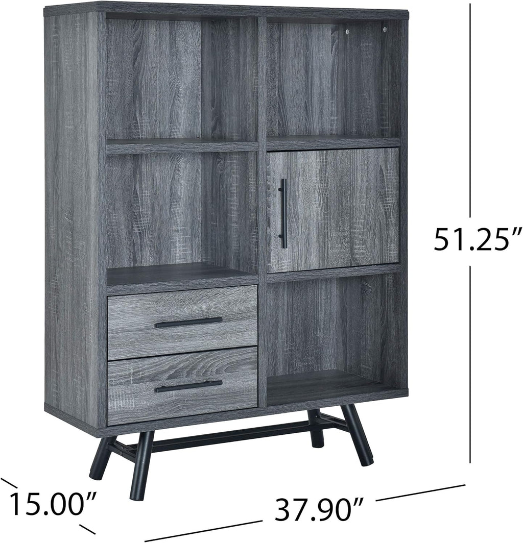 6 Shelf Multi-Functional Cabinet, Sonoma Oak + Black Y36154