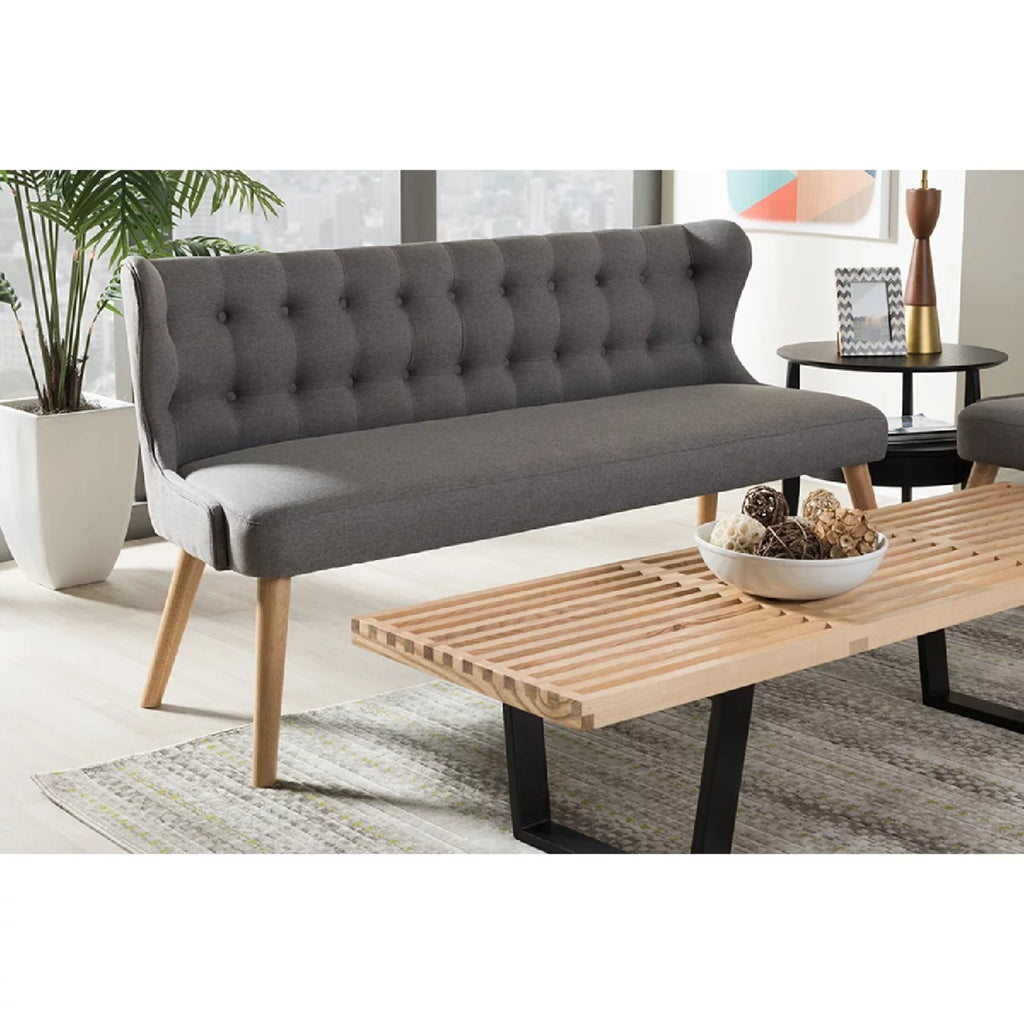 Grey Fabric 3-Seater Settee Bench J67959