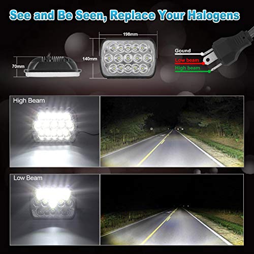 2PCS Rectangle 5x7 7x6 LED Headlights Hi/Low Sealed Beam R57455