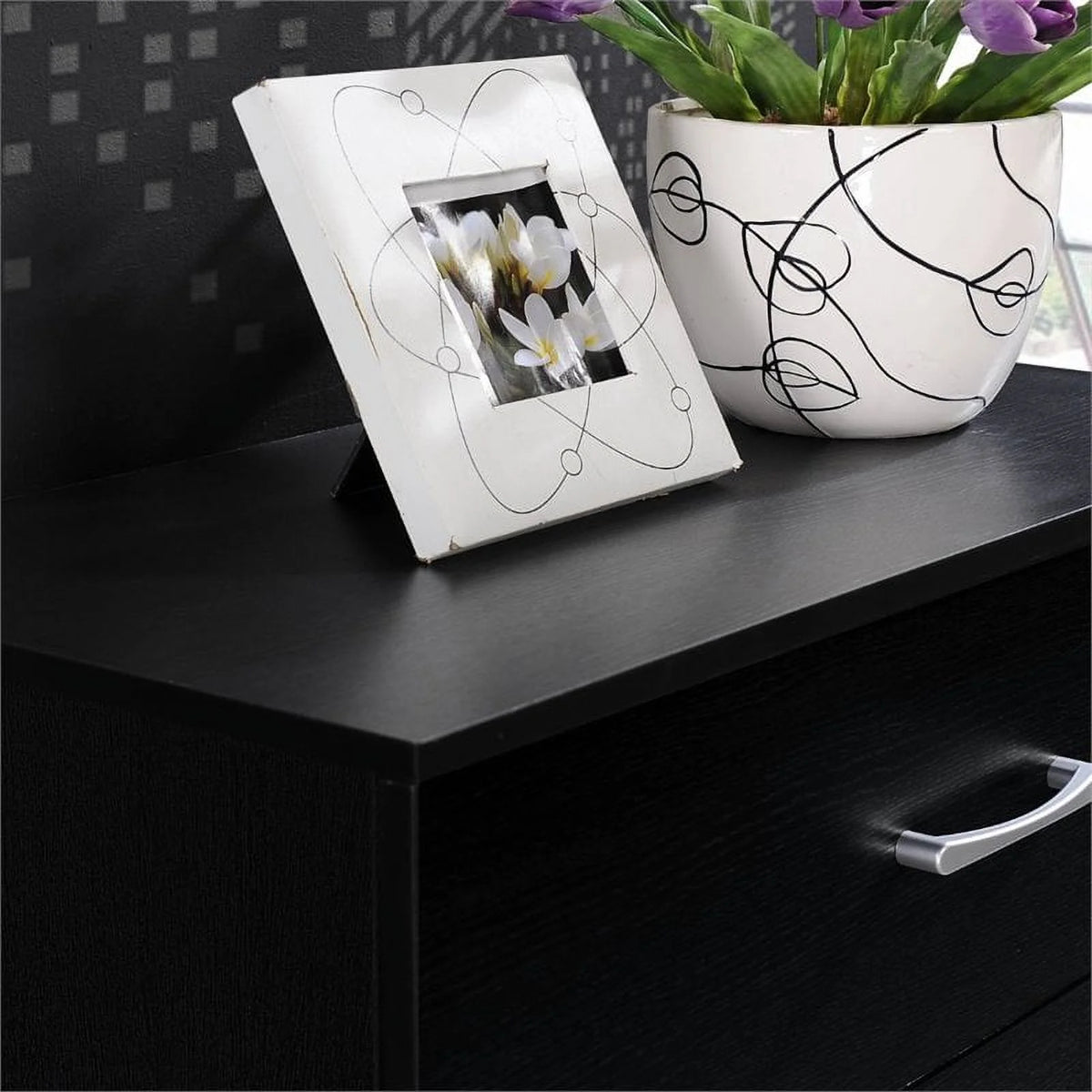 2 Piece Black Wood Bedroom Set B426