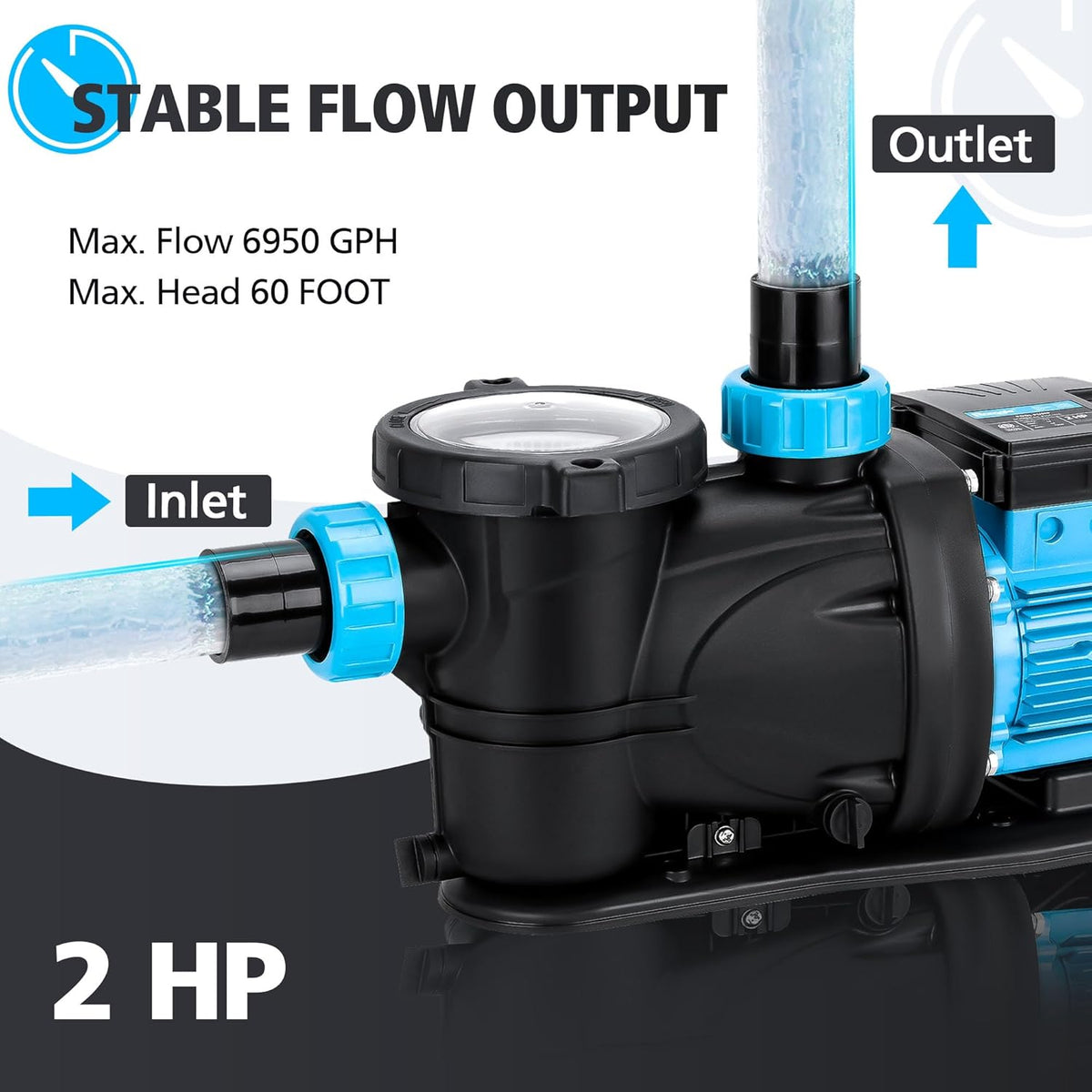2HP 6950 GPH 115V Single Speed Self Priming Pool Pump with Strainer Basket T76038