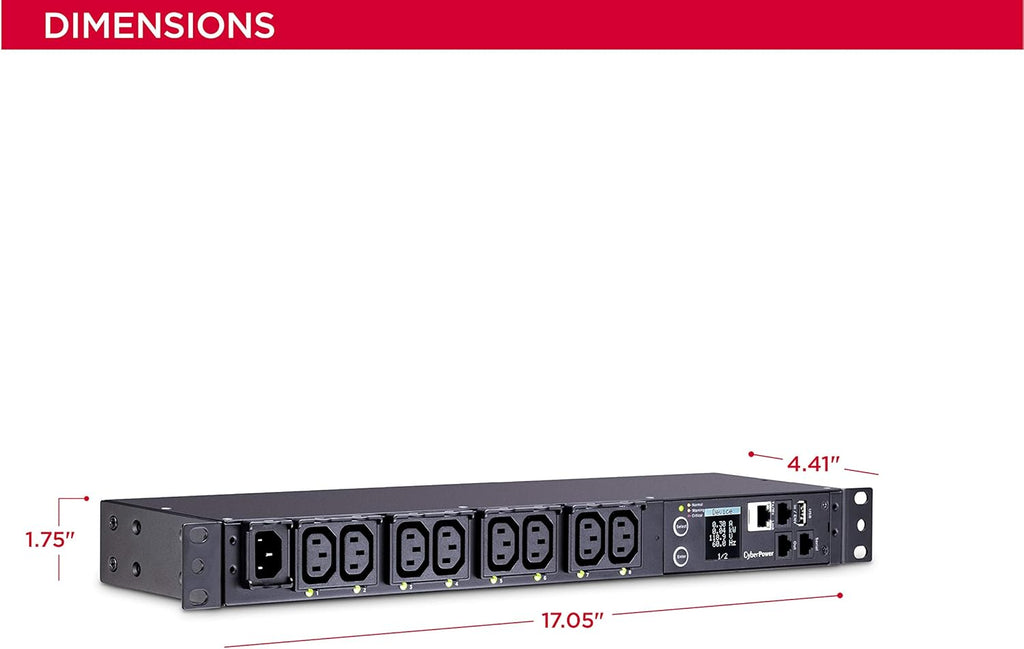 Switched Metered-By-Outlet PDU, 100-240V/15A, 8 Outlets, 1U Rackmount Q48878