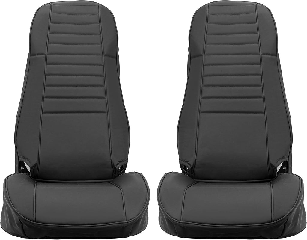 Black Faux Leather Seat Covers for Front High-Back Bucket Seats & Rear Bench Seat Q8607