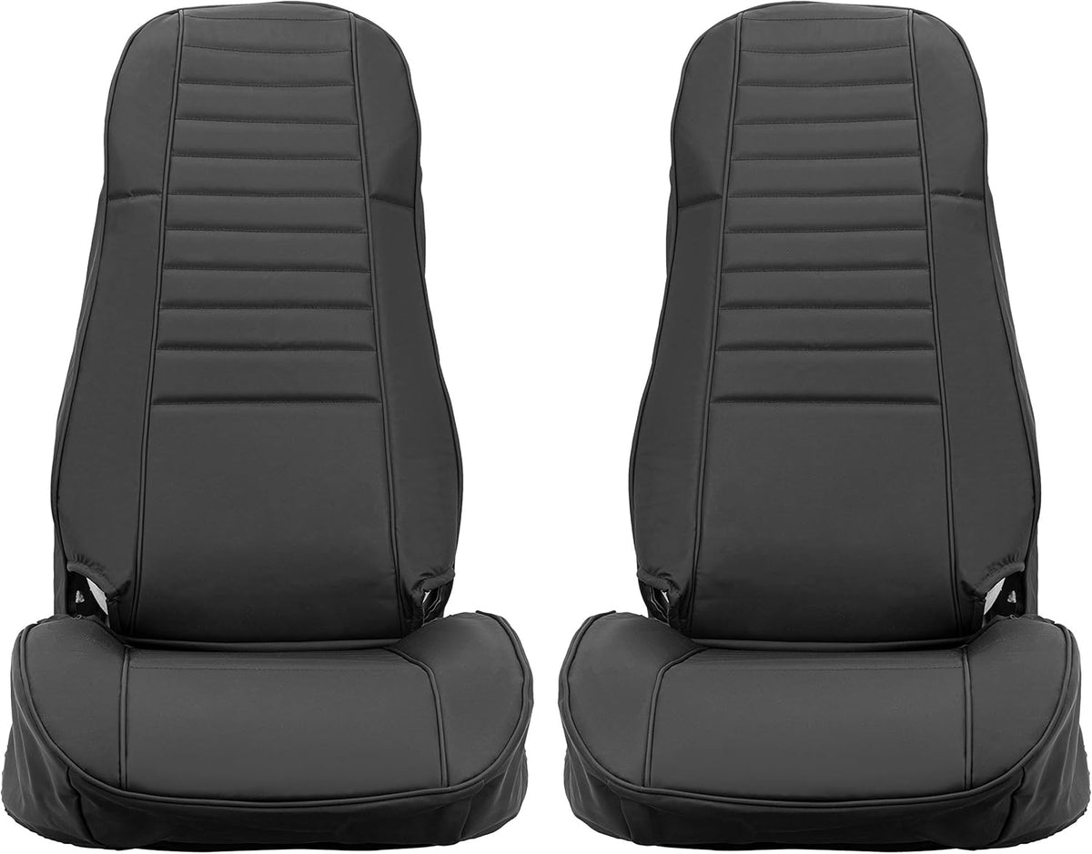 Black Faux Leather Seat Covers for Front High-Back Bucket Seats & Rear Bench Seat Q8607