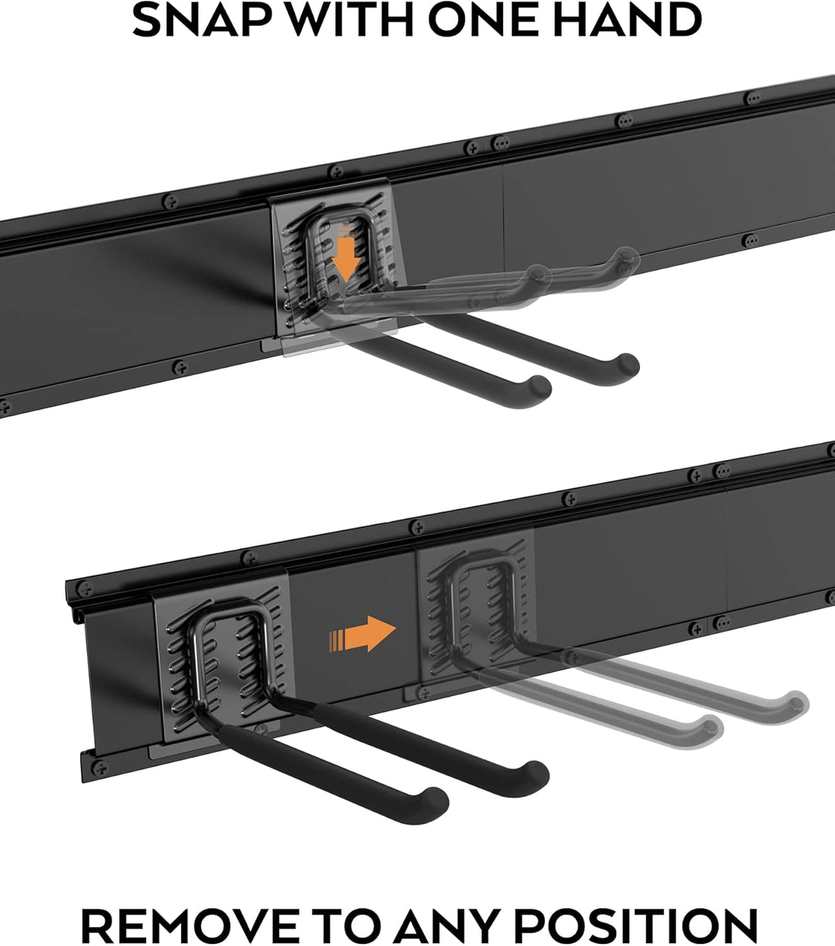 Heavy Duty Garage Storage Tool Organizer Wall Mount Rack with 6 Long Hooks, 48 Inch, Pack of 2 Y1274