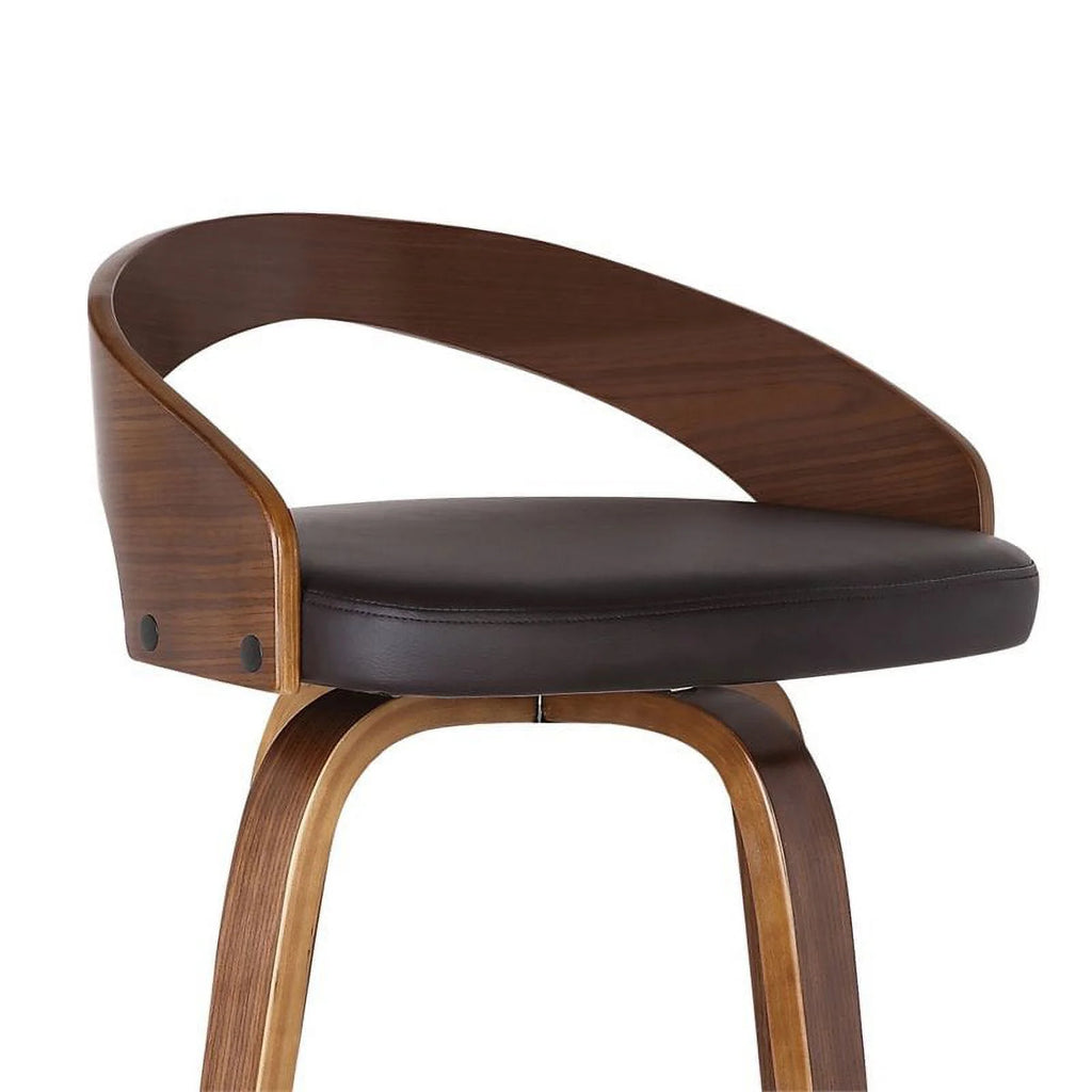Brown/Walnut Faux Leather & Wood Counter Stool G36294