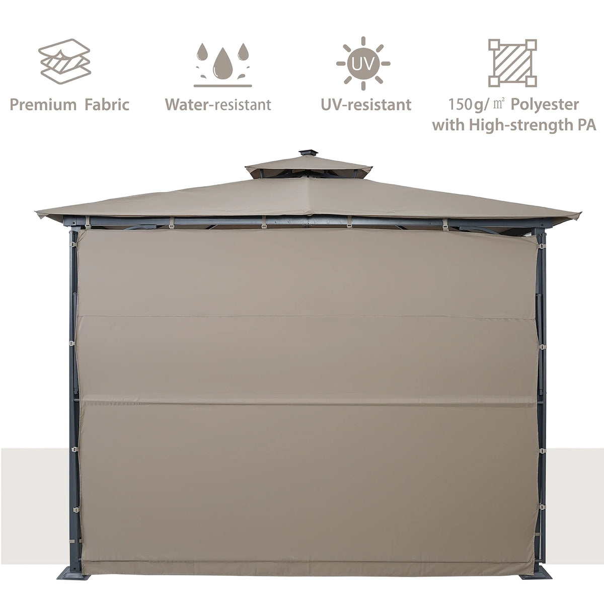 9.8ft. x 9.8ft. Outdoor Patio Gazebo with LED Light, Brown J91082