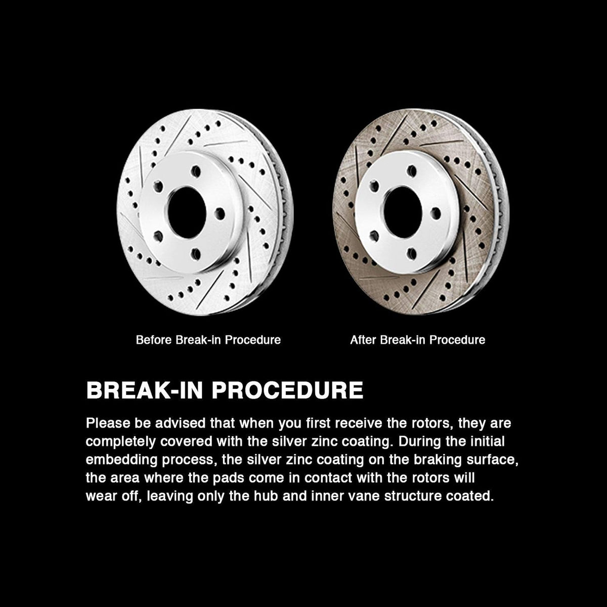 Silver Drilled Slotted Brake Rotors and Semi Metallic Brake Pads R71514