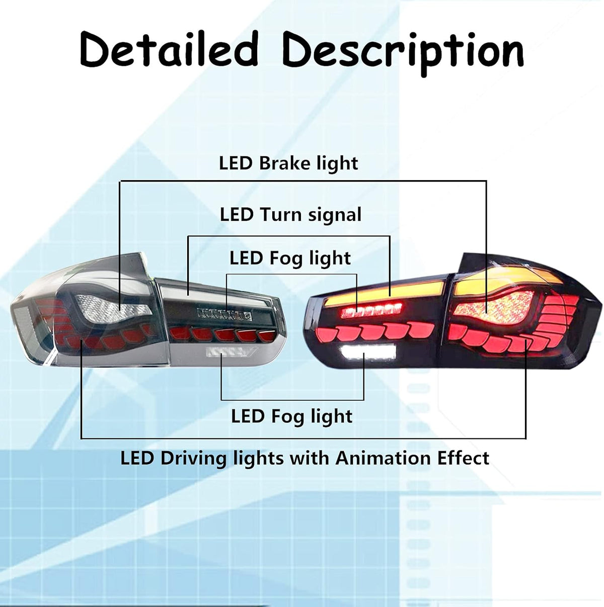 LED Tail Lights Rear Lamps Assembly Set of 2 Smoke K75794