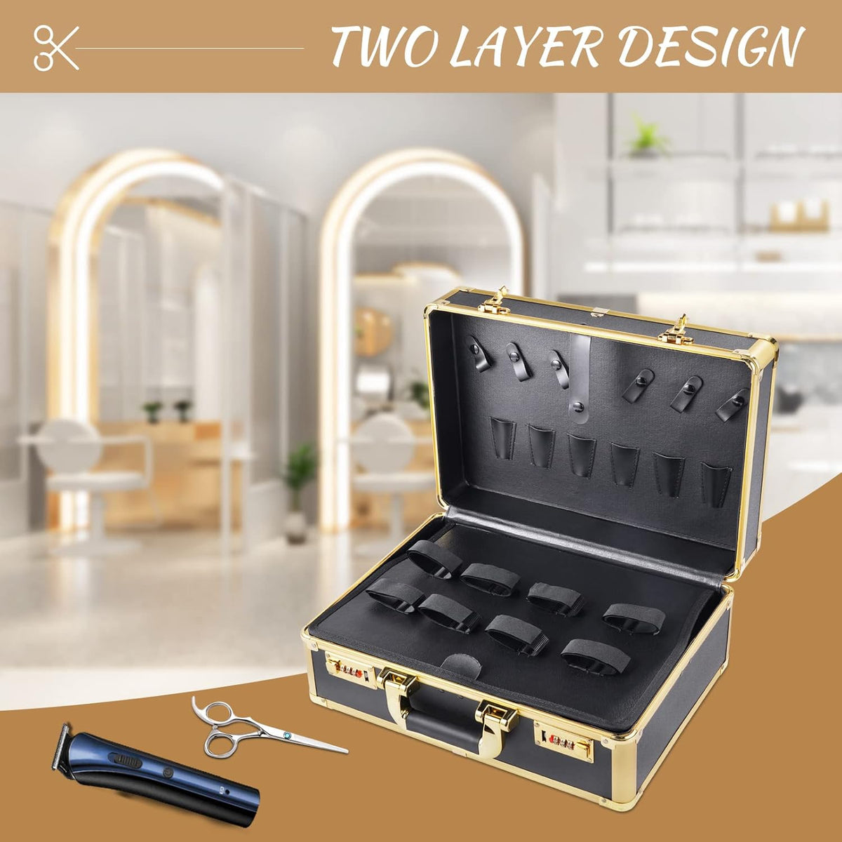 Barber Case with Code Lock Dual Layer 16 x 13 x 6 inch V623