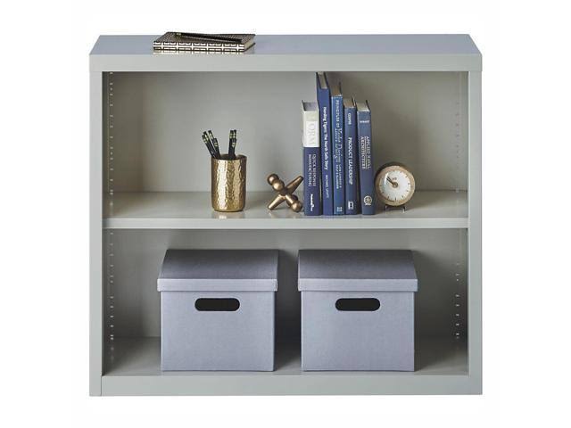 Steel Bookcase, 2-Shelf, Light Gray K21412