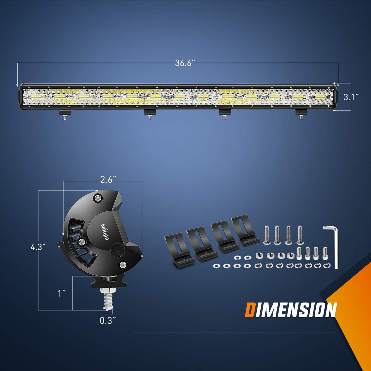 37Inch 780W Triple Row Flood Spot Combo Bar 78000LM Waterproof Led Work Light Pack of 2 R57202