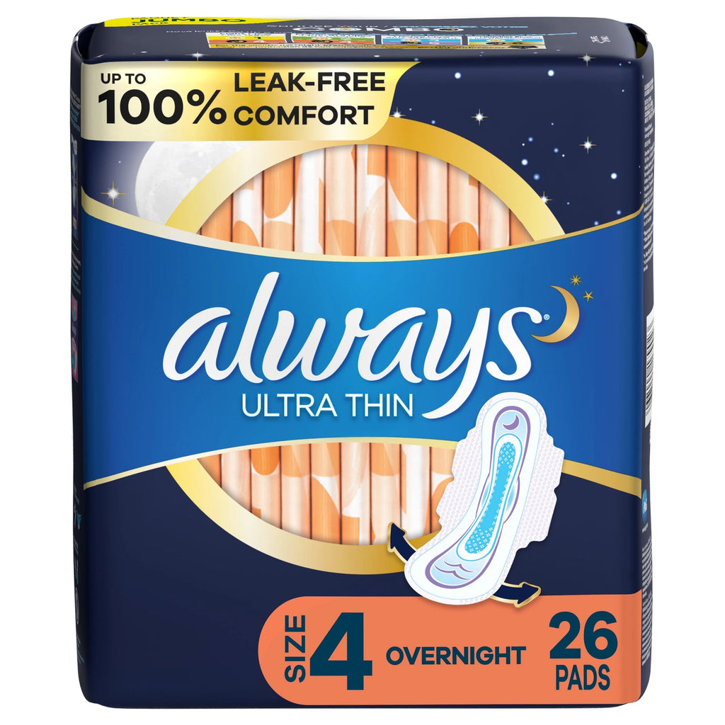 Ultra Thin Overnight Pads with Wings, Size 4, 36 Count O133