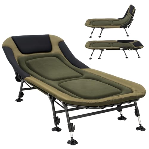Oversized Folding Camping Cot with Mattress and Carry Bag, Green E954