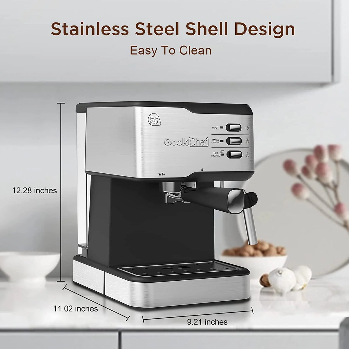 20 Bar Espresso Machine with Milk Frother Steam Wand N857