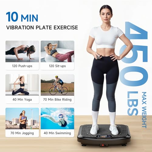 Vibration Plate Exercise Machine with 199 Adjustable Speeds, 450 Lbs Capacity Y2510