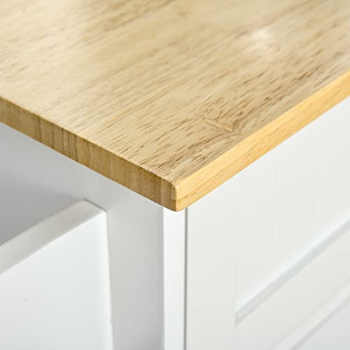 White Mobile Kitchen Island with Storage N1280