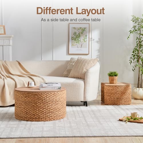 Set of 2 Wicker Rattan Coffee Table with Storage N890