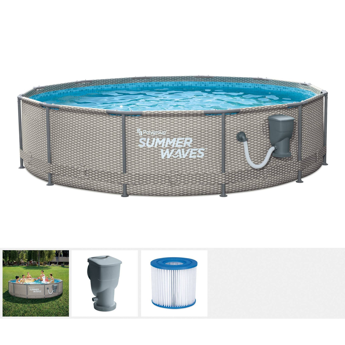 12 ft x 33 in Above Ground Frame Swimming Pool Set with Pump P6184