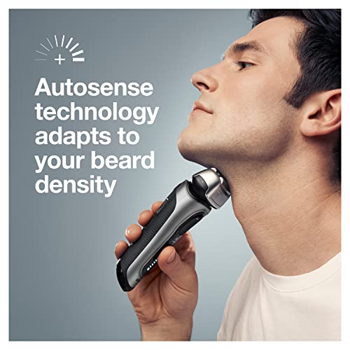 Electric Foil Shaver with Precision Beard Trimmer, Cleaning & Charging SmartCare Center, Galvano Silver J93954