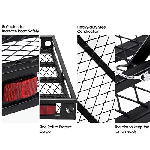 Heavy Duty Folding Hitch Cargo Carrier with Ramp, 500LBS Weight Capacity L59507